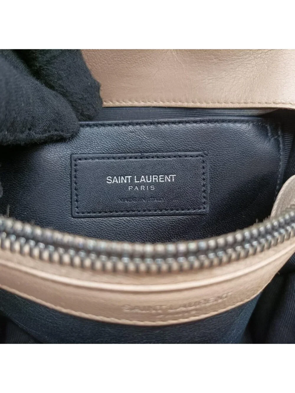 Saint Laurent Carre Beige Leather Shoulder Bag
